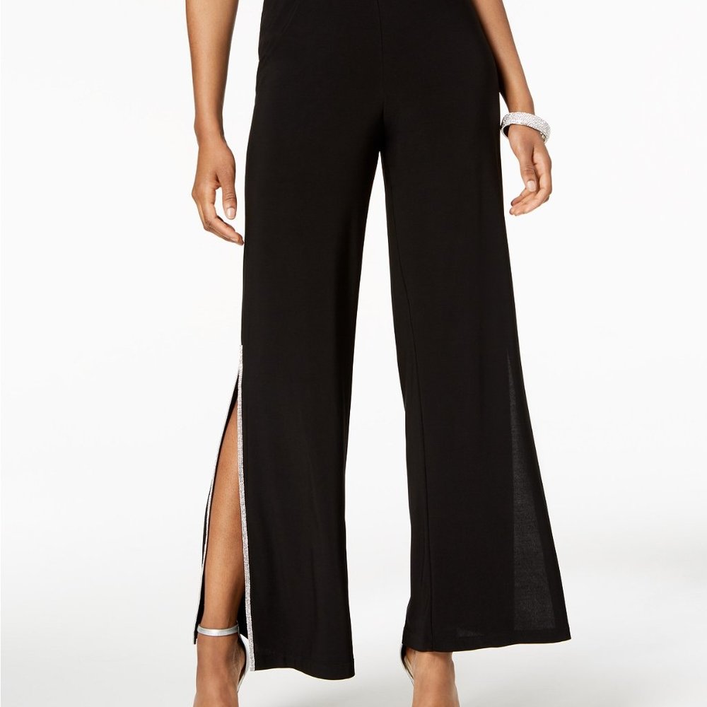 MSK Black Wide-Leg Jumpsuit Pants with Side Slit